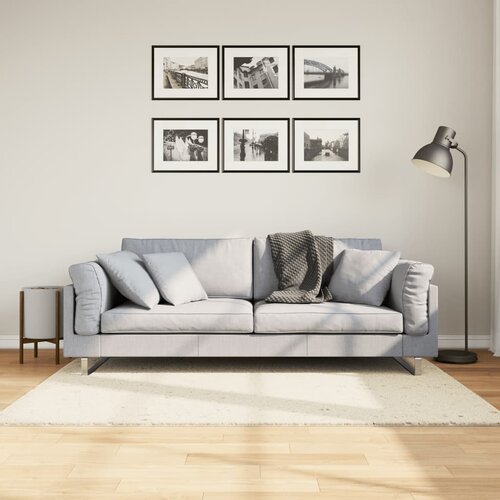 VidaXL Čupavi moderni tepih s visokim vlaknima krem 120 x 170 cm Slike