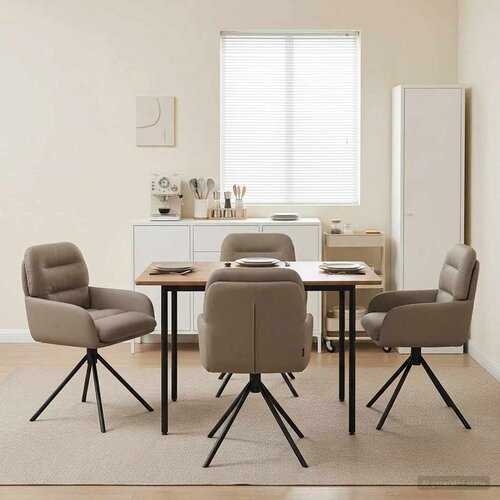  Okretne blagovaonske stolice 4 pcs Umjetna koža Boja cappuccina Cijene
