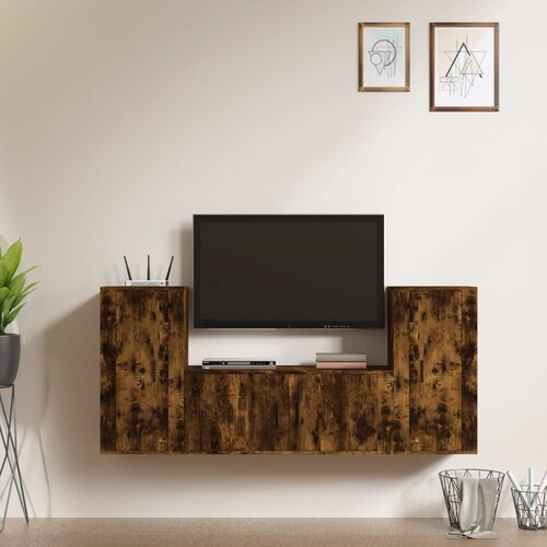 vidaXL Komplet TV omaric 3-delni dimljen hrast konstruiran les Cene