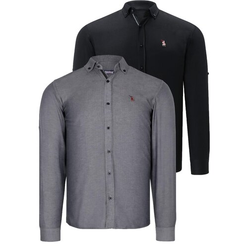 Dewberry DUAL SET G674 MENS SHIRTS-BLACK-SMOKED Cijene