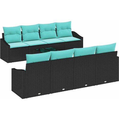  Set sofe s jastukom s jastukom 9 pcs Crna i turkizna poliratan Slike