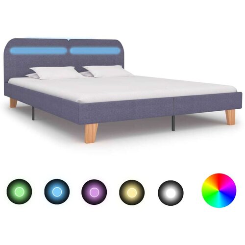  Okvir kreveta s LED bez madraca svjetlosiva tkanina 150x200 cm Slike