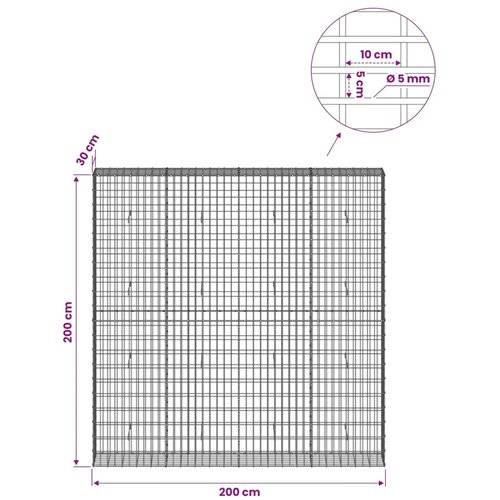  Gabion s žicom debljine 5 mm i mrežom 5x10 cm 200x30x200 cm - 30 cm 200 cm 200 cm Slike