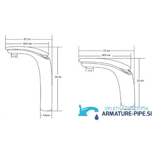  Bela elegantna kopalniška armatura | pipa EYN KAB6116 - 24 cm Cene