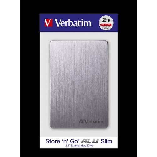Verbatim Externi hard disk Store&amp;#039;n&amp;#039;Go Alu slim 2.5&amp;quot; (6,35Cm) 2TB USB 3.2 GEN1 sivi Slike