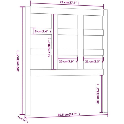  Uzglavlje za krevet boja meda 80,5x4x100 cm od masivne borovine Slike
