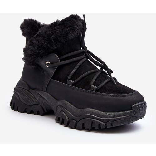 EVENTO Women's Ankle Boots with Fur Lining Black Cresandi Cene