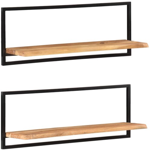 vidaXL Stenske police 2 kosa 100x24x35 cm trden akacijev les in jeklo Cene