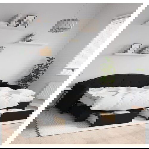 vidaXL Dnevni krevet na razvlačenje s ladicama crni 90x190 cm tkanina Cijene