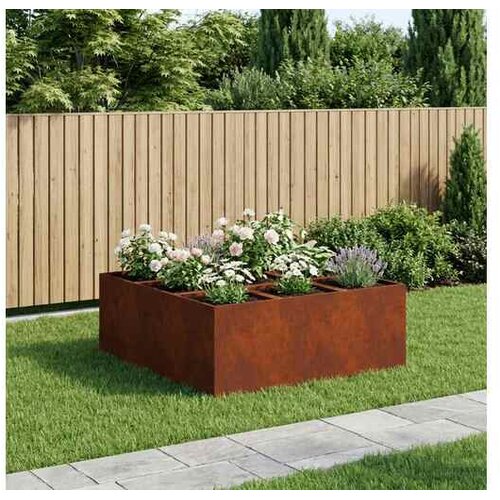 vidaXL Vrtna saksija Rđa 100 x 100 x 30 cm Otporni čelik - Otporni čelik 100 x 100 x 30 cm Cene