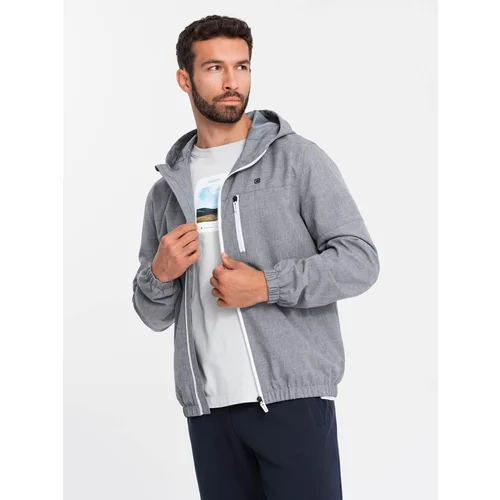 Ombre Men's lightweight sports jacket with fleece lining - gray