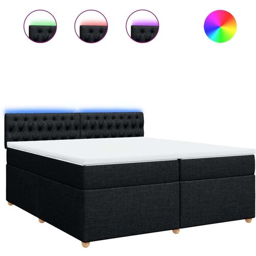 VidaXL Krevet s oprugama i madracem crni 200x200 cm od tkanine Slike