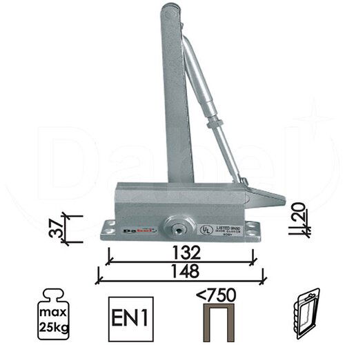 Dabel zatvarač za vrata 4026 Silver 148(132)x37(20)mm 25kg DBP2 0105131 Slike