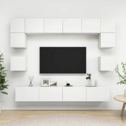  8-dijelni set TV ormarića bijeli od konstruiranog drva