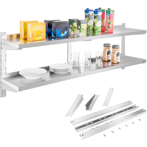 Royal Catering Dvojna viseča jeklena stenska polica, nastavljiva 160 cm, (21831457) Slike