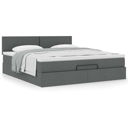 VidaXL Otomanski krevet s madracem tamnosivi 180x200cm od tkanine Slike