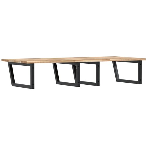  Zidna polica za umivaonik od čelika i masivnog bagremovog drva Smeđa 120 x 60 x 2 cm Slike