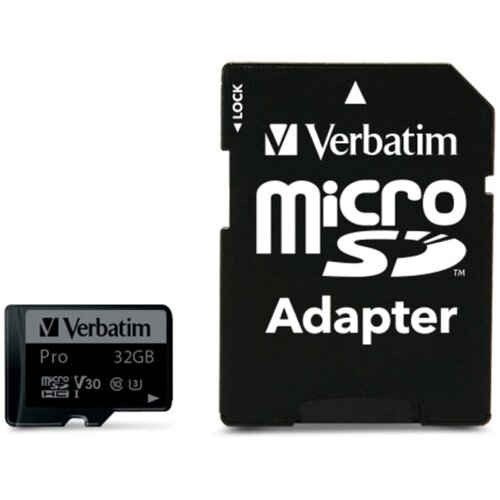 Verbatim memorijska kartica PRO Micro SDHC 32GB, U3, A2, V30, Class 10 Card + adapter Cijene