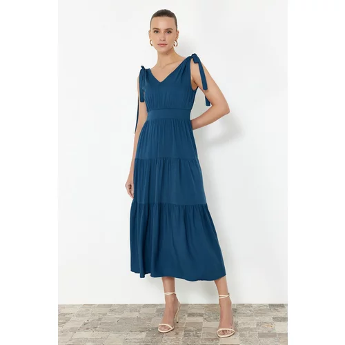 Trendyol Indigo A-Line/A-Line Flounce Maxi Woven Dress