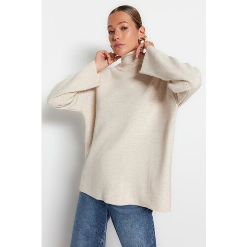Trendyol Stone Wide fit Basic Oversized Knitwear Sweater Slike