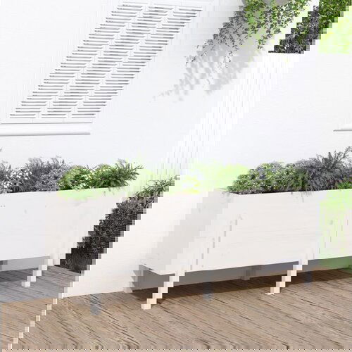 VidaXL Povi&amp;scaron;ena vrtna gredica bijela 160 x 50 x 57 cm masivna borovina Slike
