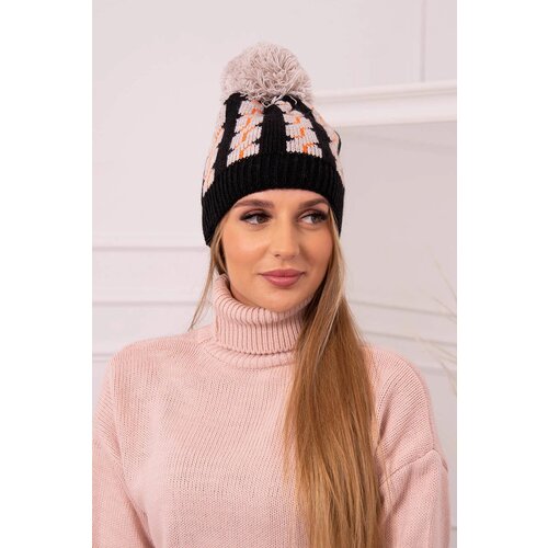 Kesi Cap with a pompom Rozalia K323 beige+black Cene