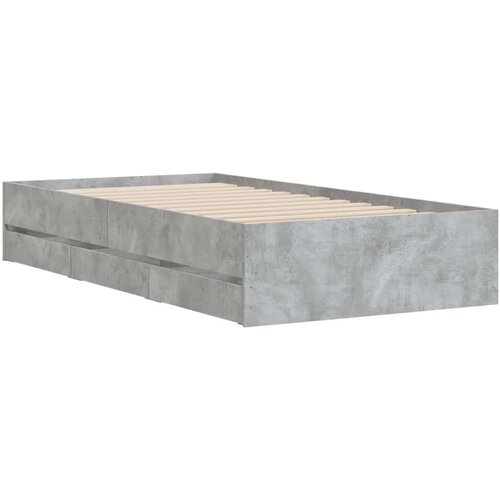 VidaXL Okvir kreveta s ladicama siva boja betona 75x190 cm drveni Slike