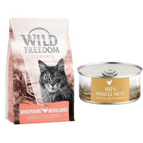 Wild Freedom suha mačja hrana 6,5 kg + WF Instinctive mokra mačja hrana 6 x 70 g po posebni ceni! - Adult "Whispering Woodlands" puran - recept brez žit 6,5 kg + Instinctive Wide Praries - piščanec 6 x 70 g Cene