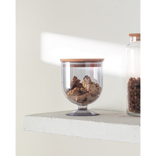 Madame coco Kutija sa drvenim poklopcem 900ml, 11.7x11.7x15.2cm, Svetlosiva Cene
