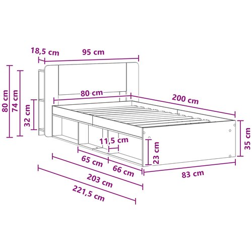  Okvir kreveta s pohranom s uzglavljem Betonska siva 80 x 200 cm Slike