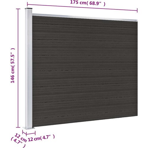  za ogradu WPC 175 x 146 cm crni Slike
