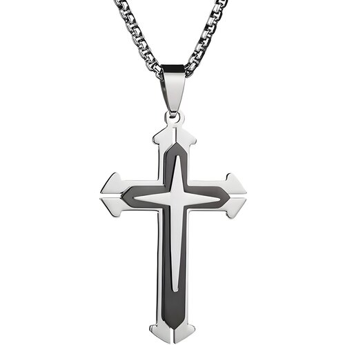 Ogrlica JO-34099 Cross - Srebrna / Crna KP34099 Cene