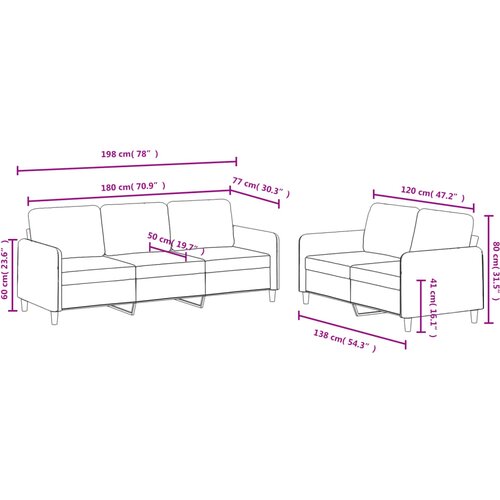  2-dijelni set sofa tamnosivi bar&amp;scaron;unasti Siva Slike