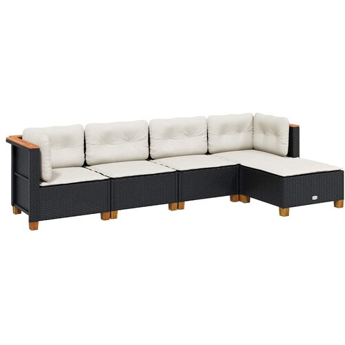  5-dijelna vrtna garnitura od poliratana s jastucima crna 63.5 x 56 x 32 cm Slike