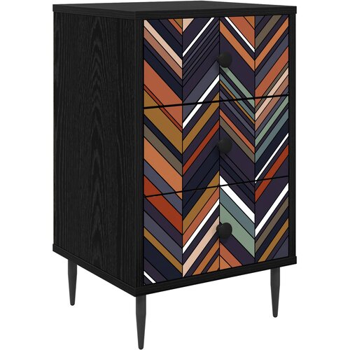  Noćni ormar OMMEN Crni hrast 36 x 33 x 61 cm Konstruirano drvo Slike