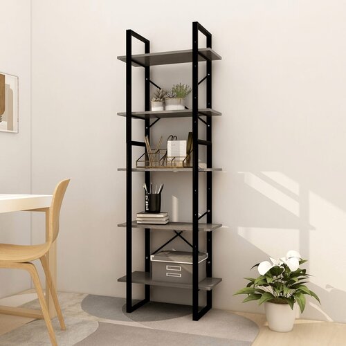 The Living Store 5-nadstropna knjižna omara siva 60x30x175 cm borovina - Knjižna Omara, (21437219) Cene