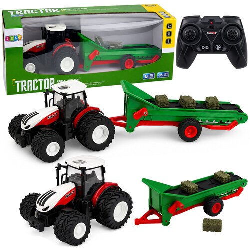  Remote Controlled Agricultural Tractor with Conveyor Belt RC Bale Lights 1:24 Cene