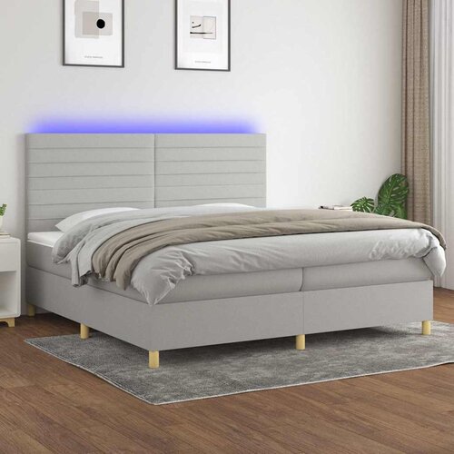  box spring s madracem LED svjetlosivi 200x200 cm tkanina Cijene