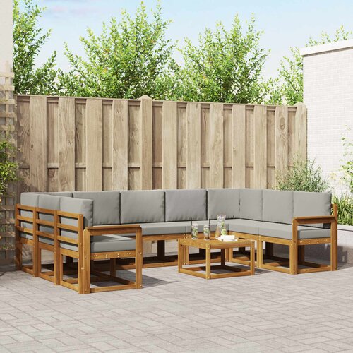  Set vanjskih sofa s jastukom 10 pcs Prirodna i svijetlo siva Cene