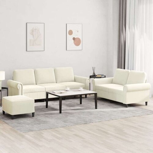 3-dijelni set sofa s jastucima krem bar&amp;scaron;unasti Slike