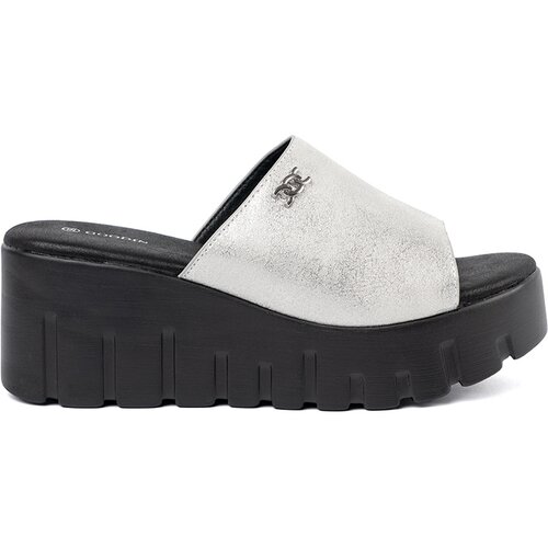 GOODIN Silver flip-flops on a black platform Cene