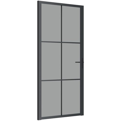 vidaXL Notranja vrata 93x201,5 cm črno ESG steklo in aluminij, (20766385) Cene