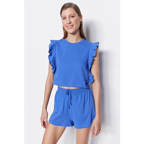 Trendyol Pajama Set - Navy blue - Plain Slike