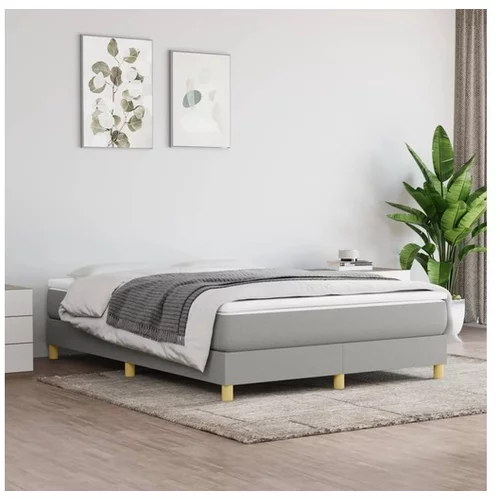  Box spring posteljni okvir svetlo siv 140x190 cm blago