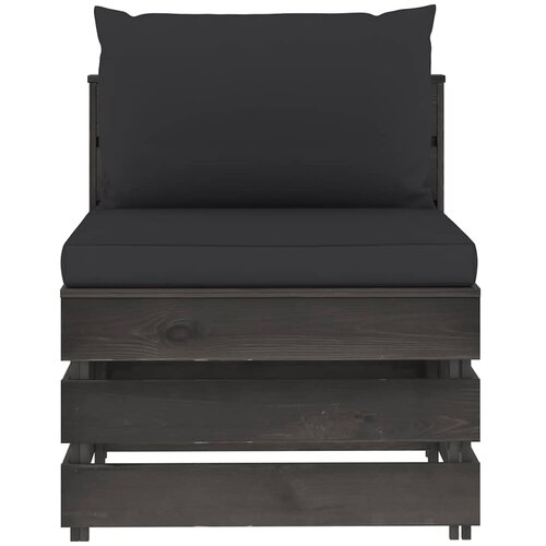  Modularna srednja sofa s jastucima od sivo impregniranog drva Crna Slike