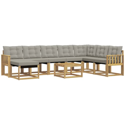 vidaXL Zunanja garnitura za sedenje 9 pcs Bela in svetlo siva, (5000280962) Cene
