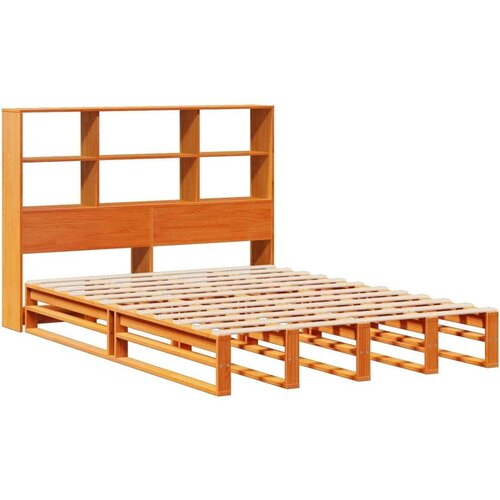 VidaXL Krevet s regalom za knjige bez madraca 150x200 cm masivno drvo Slike