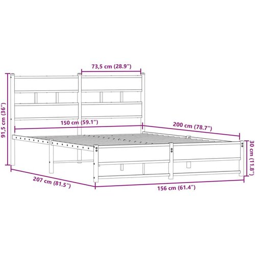  okvir kreveta bez madraca boja hrasta 150 x 200 cm Slike
