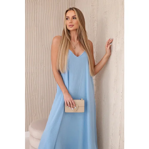 Kesi Włoski Włoski Muslin dress with straps blue Kesi Włoski Włoski Muslin dress with straps blue