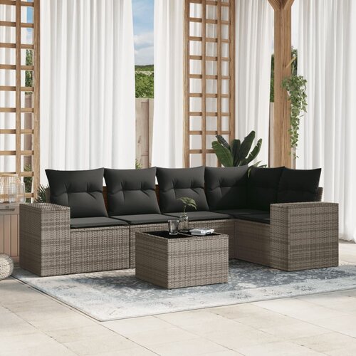 VidaXL 6-dijelni set vrtnih sofa od poliratana s jastucima sivi Slike